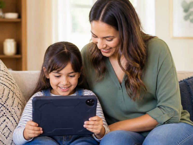 Psalmix blog featured image - a mom and her child looking at a tablet together